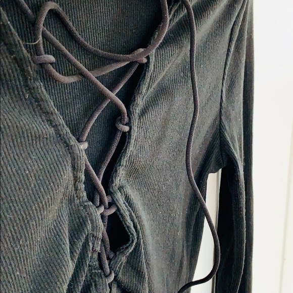 Black Criss Cross Long Sleeve Top - Picture 2 of 7